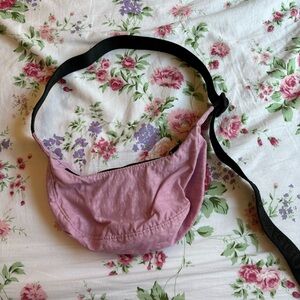 pink mini nylon crescent bag